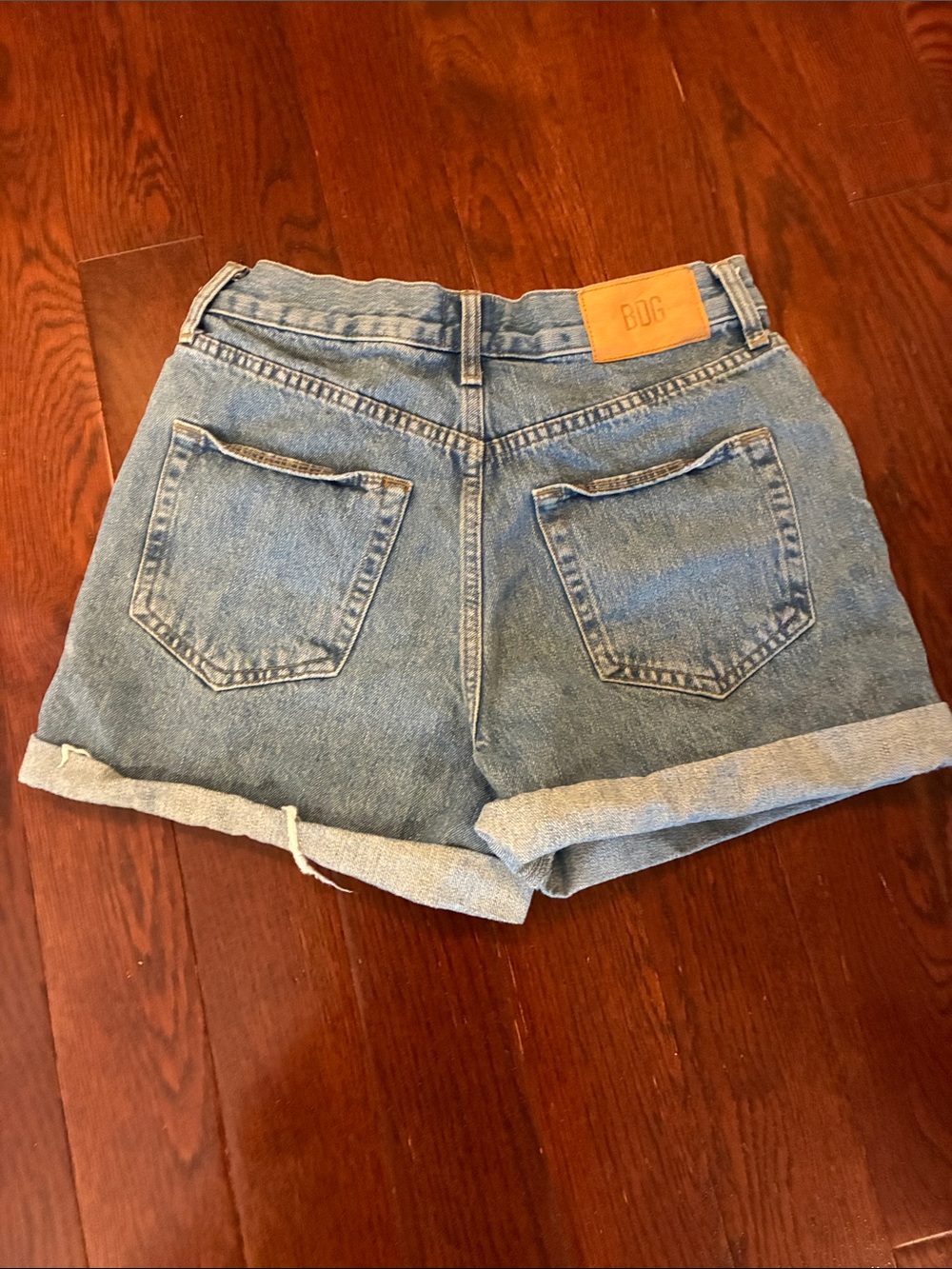 BDG Light Blue High-Rise Rolled Hem Jean Shorts size 28